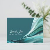Bruiloft Modern Abstract- Smaragd Groen- RSVP Kaartje (Staand voorkant)