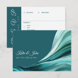 Bruiloft Modern Abstract- Smaragd Groen- RSVP Kaartje
