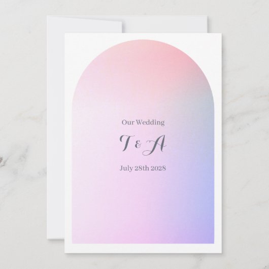 Bruiloft Modern Boho Arch Roze Lila Ombre Kaart (Achterkant)