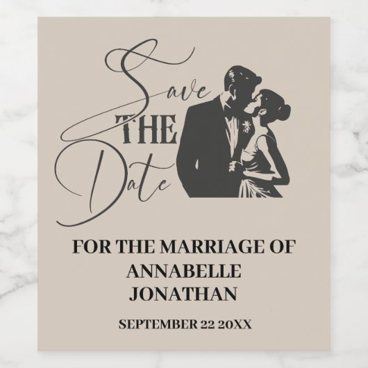 Bruiloft Modern casual script zwart typografie Wijn Etiket (Enkel label)