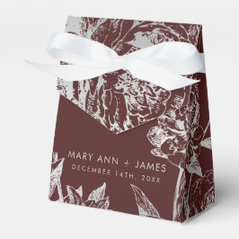 Bruiloft Modern Eenvoudig Bloemen Zilver Bourgondi Bedankdoosjes