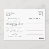 Bruiloft Modern Eenvoudige foto Dank u Briefkaart (Achterkant)