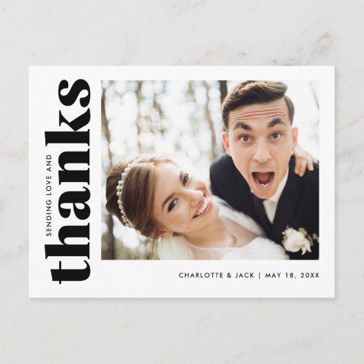 Bruiloft Modern Eenvoudige foto Dank u Briefkaart (Voorkant)