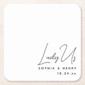 Bruiloft Modern Elegant Fun Bride Groom Lucky Us Kartonnen Onderzetters (Voorkant)