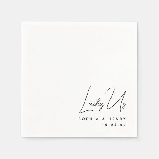 Bruiloft Modern Elegant Fun Bride Groom Lucky Us Servet (Voorkant)