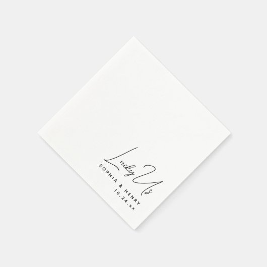 Bruiloft Modern Elegant Fun Bride Groom Lucky Us Servet (Hoek)