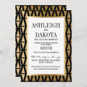 Bruiloft | Modern goud & zwart geometrisch Kaart (Voorkant / Achterkant)