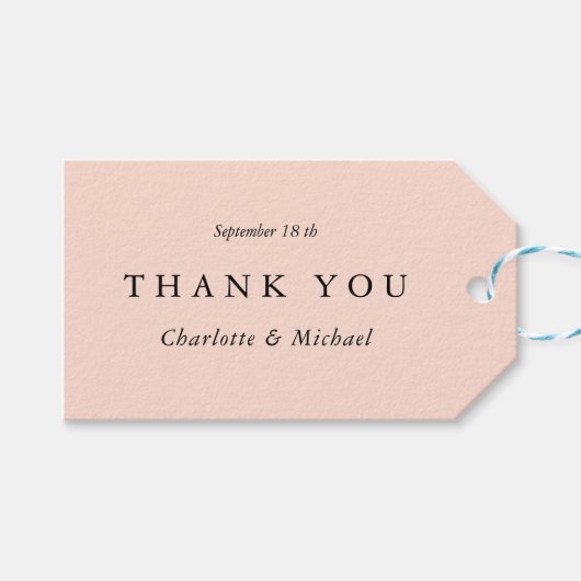 Bruiloft Modern & Minimaal Dank u Cadeaulabel (Voorkant (Horizontaal))