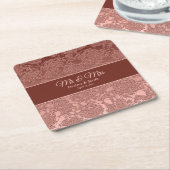 Bruiloft Modern Roos Goud Roze Bourgondië Floral Kartonnen Onderzetters (Schuin)