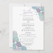 Bruiloft | Modern Seashells Violet Dusty Blue Kaart (Voorkant)