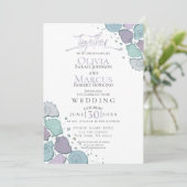 Bruiloft | Modern Seashells Violet Dusty Blue Kaart (Staand voorkant)