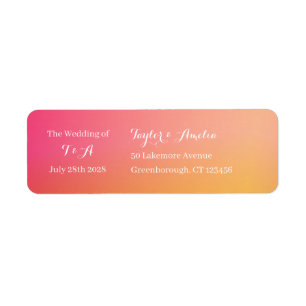 Bruiloft Modern Sinaasappel Peach Ombre Retouradre Etiket