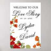 Bruiloft Modern Welkom Elegant Bloemen Sinaasappel Poster (Voorkant)