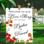 Bruiloft Modern Welkom Elegant Bloemen Sinaasappel Poster