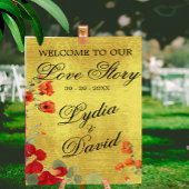 Bruiloft Modern Welkom Goud Elegant Bloemen Sinaas Poster