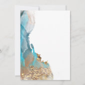 Bruiloft | Moderne Abstracte Blauwgroen gemarmerde Kaart (Achterkant)