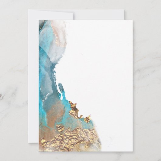 Bruiloft | Moderne Abstracte Blauwgroen gemarmerde Kaart (Achterkant)