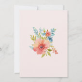 Bruiloft Moderne Bloemen Stijlvol Roze Kaart (Achterkant)