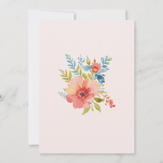 Bruiloft Moderne Bloemen Stijlvol Roze Kaart (Achterkant)