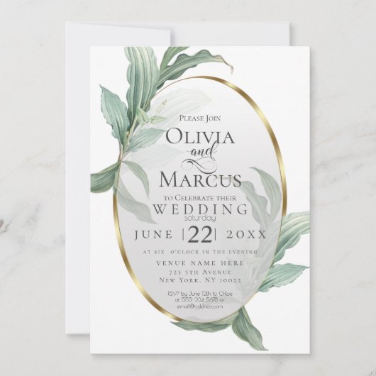 Bruiloft | Moderne elegante tropische bladeren Kaart (Voorkant)