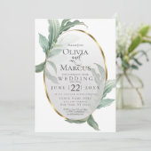 Bruiloft | Moderne elegante tropische bladeren Kaart (Staand voorkant)