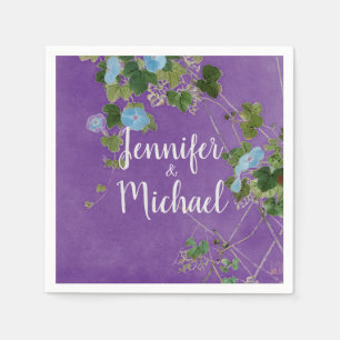 Bruiloft Moderne Gewone Kalligrafie Naam Floral Servet