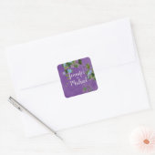 Bruiloft Moderne Gewone Kalligrafie Naam Floral Vierkante Sticker (Envelop)