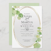 Bruiloft | Moderne lente eucalyptus Kaart (Voorkant / Achterkant)