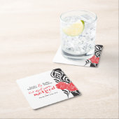 Bruiloft moderne luxe rode aangepaste papier onder kartonnen onderzetters (Insitu)