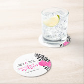 Bruiloft moderne luxe roze custom papier onderzett ronde kartonnen onderzetter (Insitu)