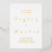 Bruiloft Moderne Minimale Echte Gouden Folie Folie Uitnodiging (Voorkant)