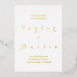 Bruiloft Moderne Minimale Echte Gouden Folie Folie Uitnodiging