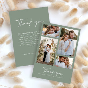 Bruiloft moderne minimale foto dank u salie groen kaart
