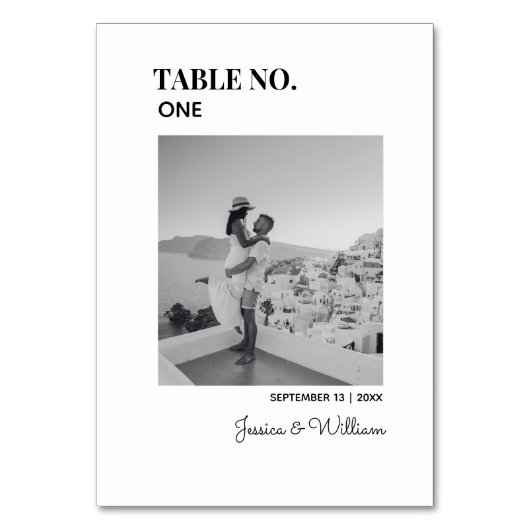Bruiloft moderne minimale foto | Kaart Tabelnummer (Voorkant)