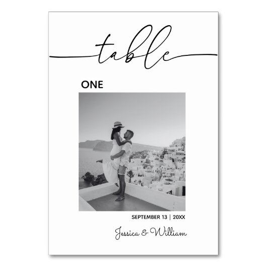 Bruiloft moderne minimale foto | Kaart Tabelnummer (Voorkant)