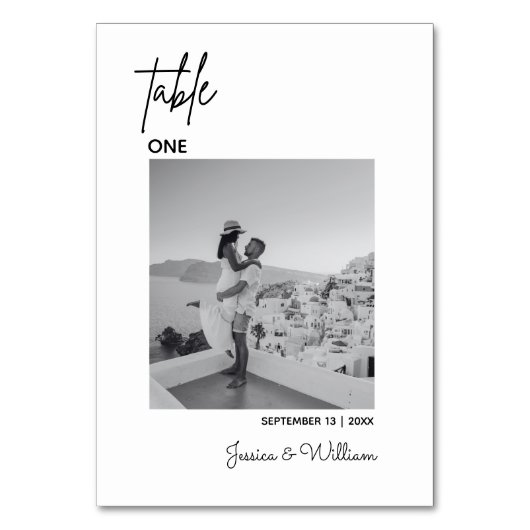 Bruiloft moderne minimale foto | Kaart Tabelnummer (Voorkant)