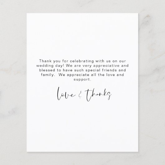 Bruiloft Moderne Minimalist Dank u Kaarten (Achterkant)