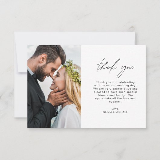 Bruiloft Moderne Minimalist Dank u Kaarten (Achterkant)