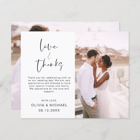 Bruiloft Moderne Minimalist Dank u Kaarten (Voorkant / Achterkant)