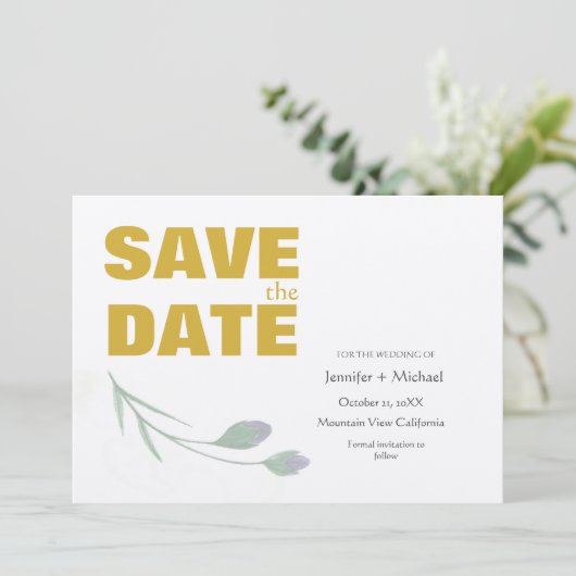 Bruiloft Moderne Minimalist Duidelijke Kalligrafie Save The Date (Staand voorkant)