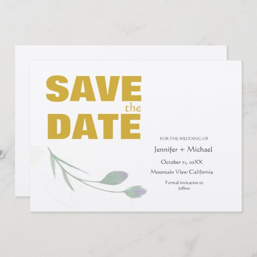 Bruiloft Moderne Minimalist Duidelijke Kalligrafie Save The Date (Voorkant / Achterkant)