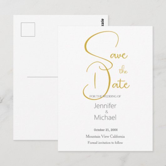 Bruiloft Moderne Minimalistische Gewone Kalligrafi Briefkaart (Voorkant / Achterkant)