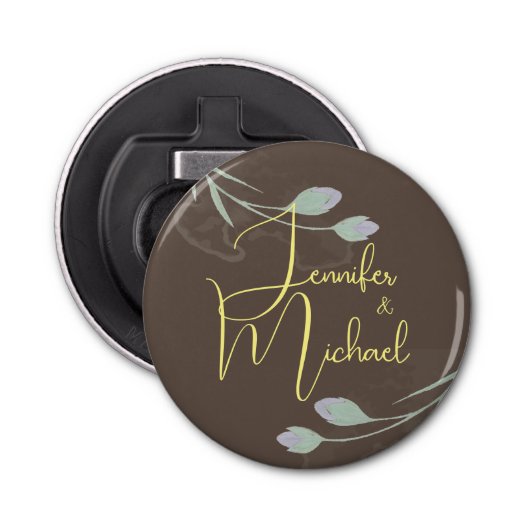 Bruiloft Moderne Minimalistische Gewone Kalligrafi Button Flesopener (Voorkant)