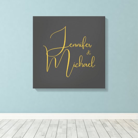 Bruiloft Moderne Minimalistische Gewone Kalligrafi Canvas Afdruk (Insitu (Houten vloer))