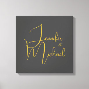 Bruiloft Moderne Minimalistische Gewone Kalligrafi Canvas Afdruk