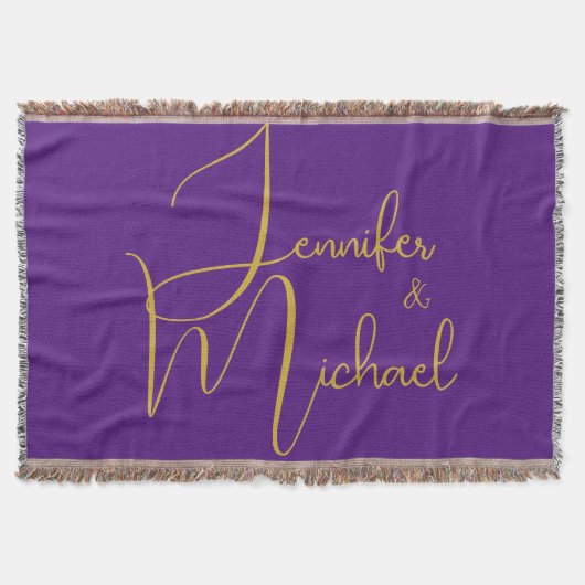 Bruiloft Moderne Minimalistische Gewone Kalligrafi Deken (Voorkant)