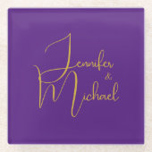 Bruiloft Moderne Minimalistische Gewone Kalligrafi Glazen Onderzetter (Voorkant)