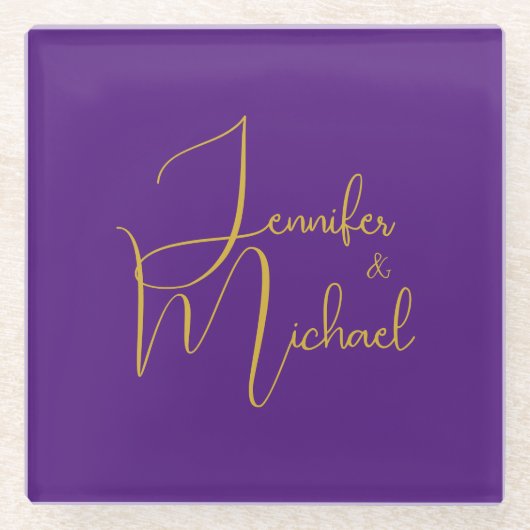 Bruiloft Moderne Minimalistische Gewone Kalligrafi Glazen Onderzetter (Voorkant)