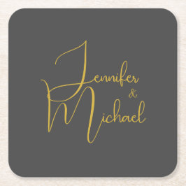 Bruiloft Moderne Minimalistische Gewone Kalligrafi Kartonnen Onderzetters