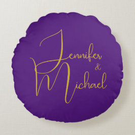 Bruiloft Moderne Minimalistische Gewone Kalligrafi Rond Kussen